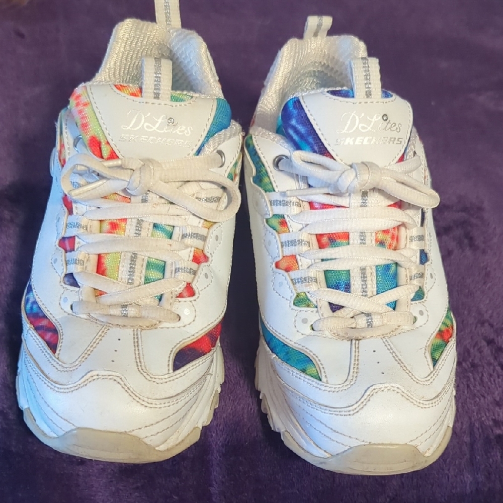 Skechers Women's White and Rainbow Sneakers